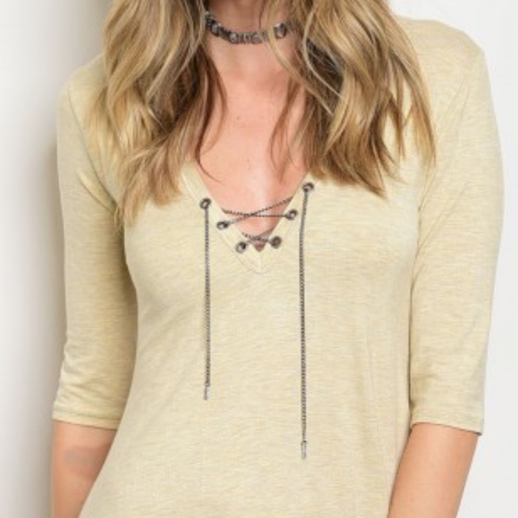 OATMEAL LACE-UP TUNIC DRESS - Picture 2 of 6